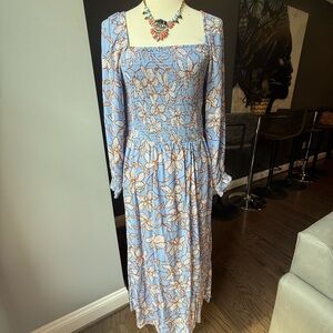 Jessica Simpson Blue Floral Long Sleeve Dress